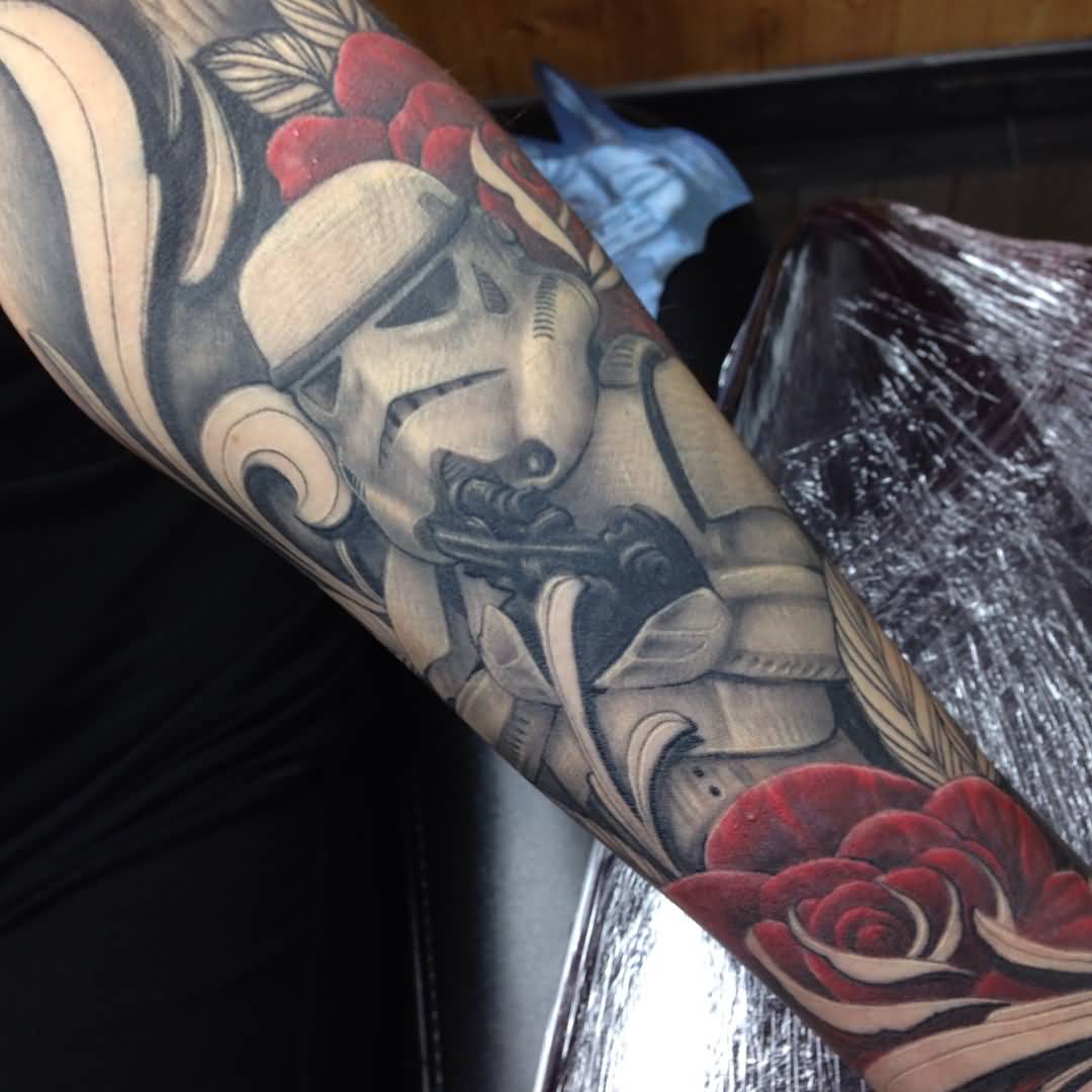 Realistic Stormtrooper Tattoo On Forearm