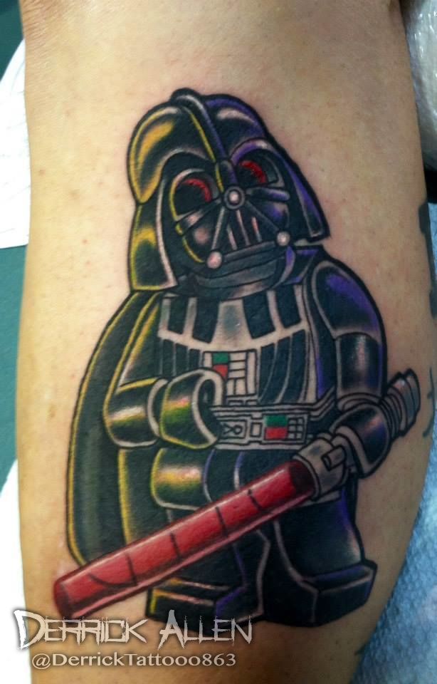 Red Eyes Darth Vader Lego Tattoo by Derrick