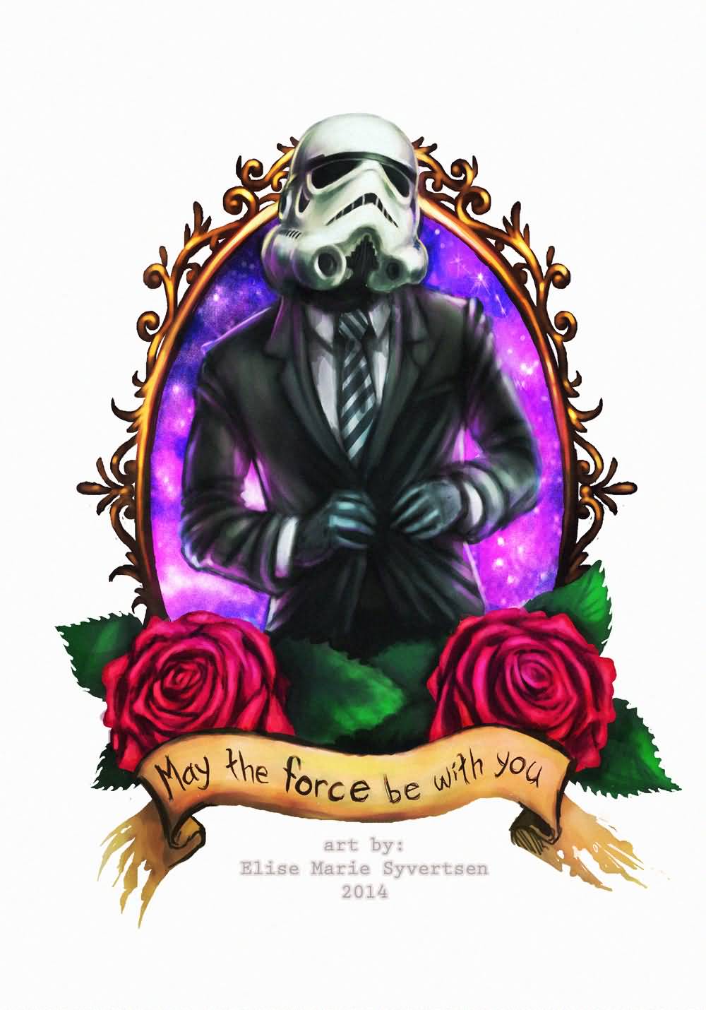 Red Roses And Stormtrooper Tattoo Design