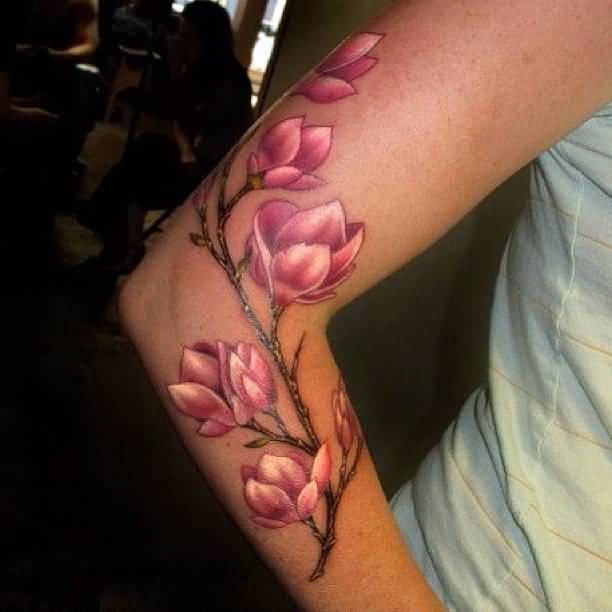 Right Arm Sleeve Magnolia Tattoo