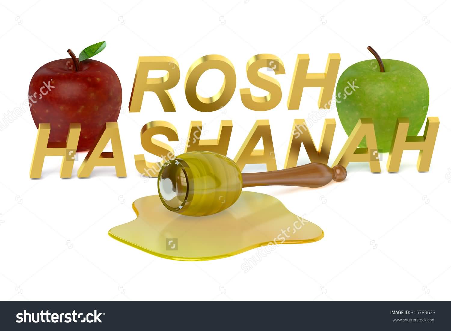 Rosh Hashanah Wishes Stick Covered With Honey And Fruits Picture