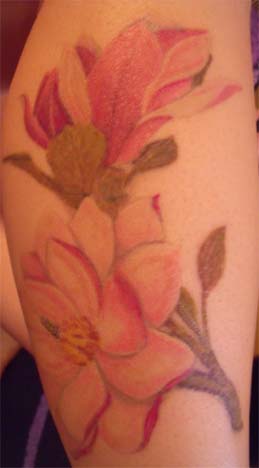 Side Leg Magnolia Tattoo