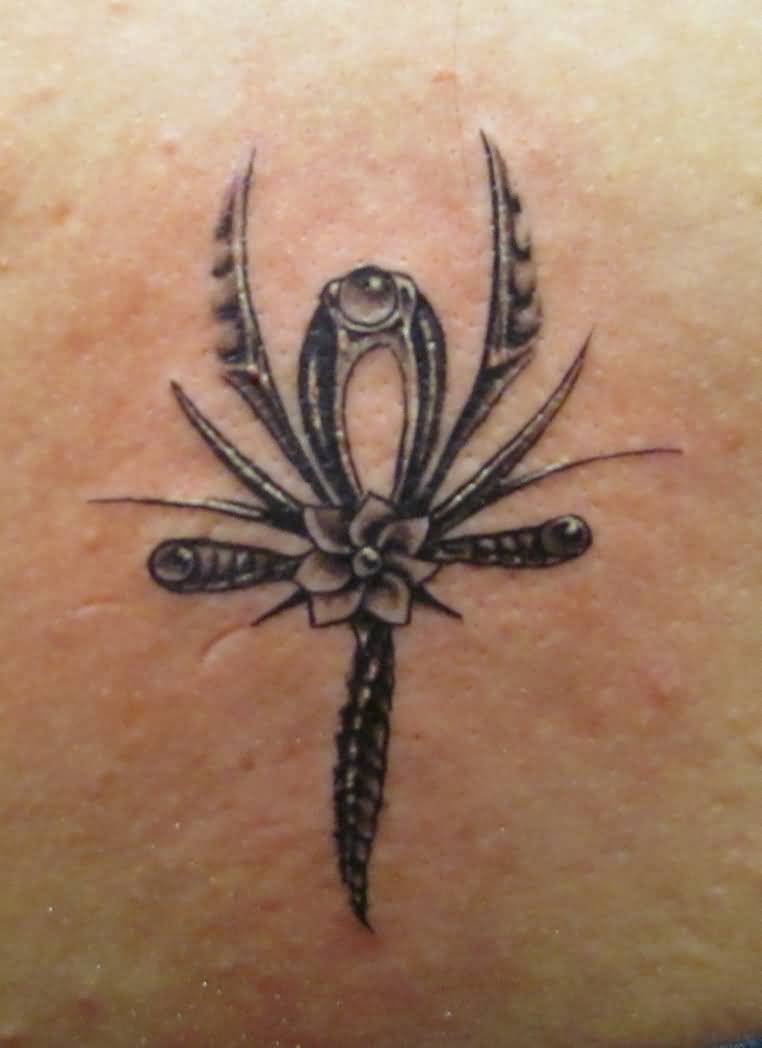 Small Flower And Ankh Tattoo by Johnnyjinx