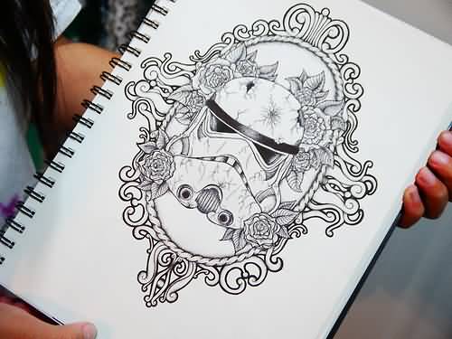 Stormtrooper In Mirror Frame Tattoo Design