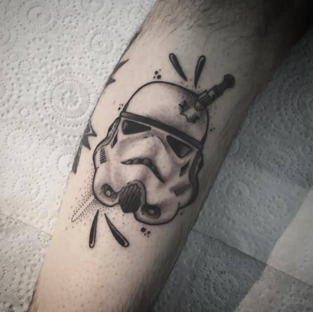 Stormtrooper Tattoo On Leg by Jamie Eddy