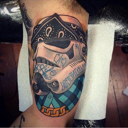 Stormtrooper Tattoo On Man Half Sleeve