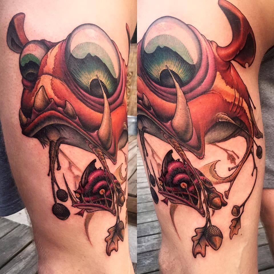 The Acorn Dragon Fish Tattoo By Jesse Smith Art