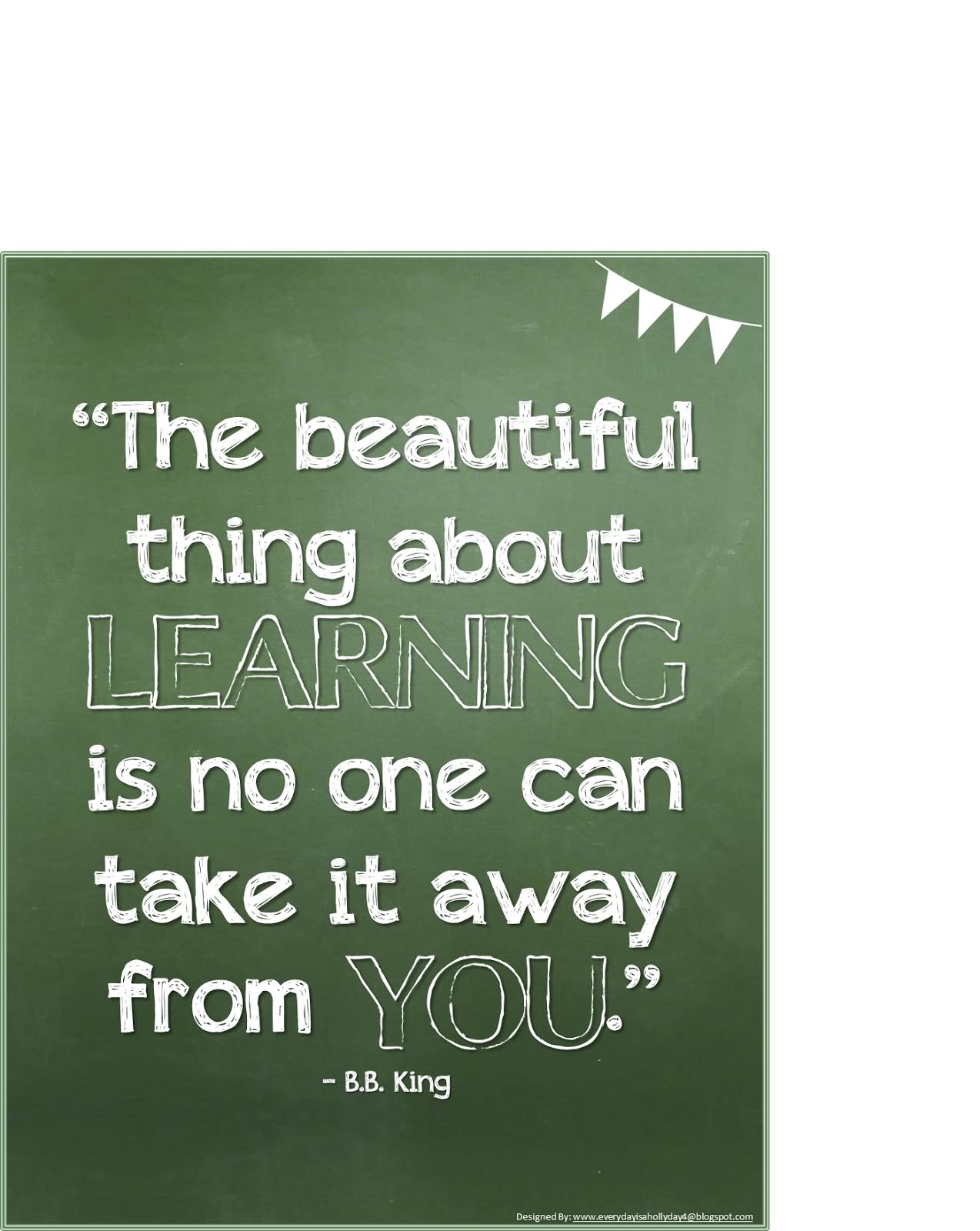 The beautiful thing about learning is nobody can take it away from you. - B. B. King 0