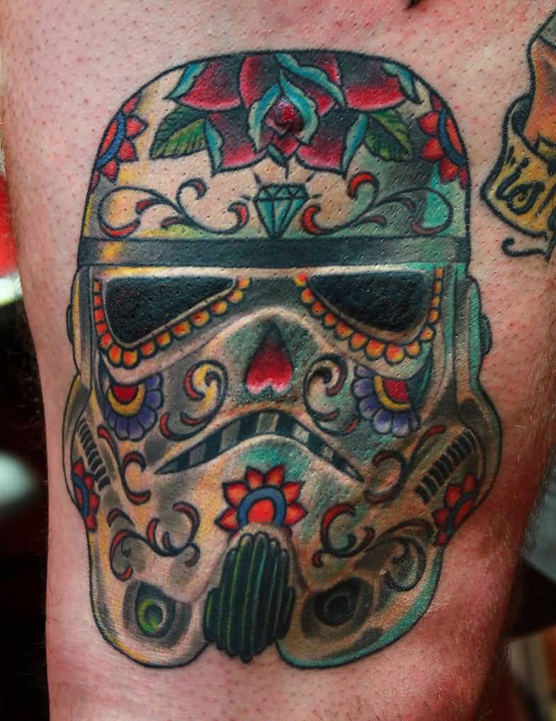 Traditional Stormtrooper Sugar Skull Tattoo