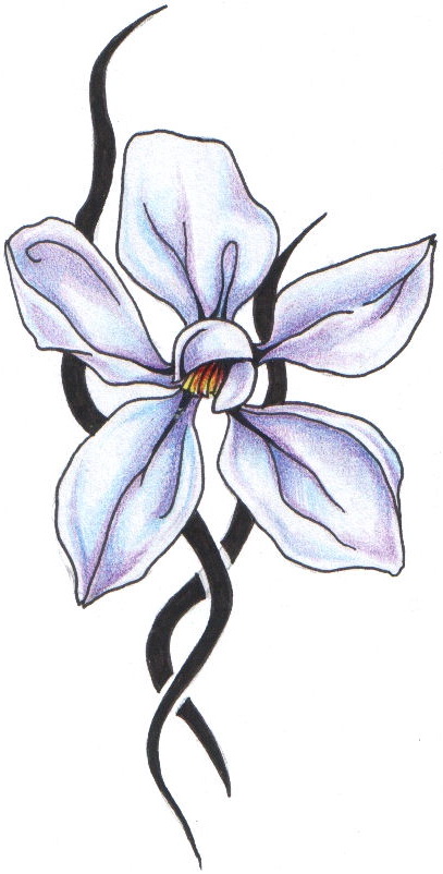 Tribal And Magnolia Flower Tattoo Design