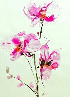 Watercolor Magnolia Flower Tattoo Design