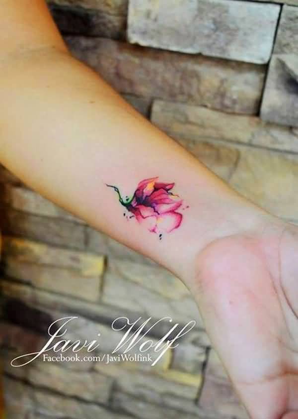 Watercolor Magnolia Tattoo On Left Forearm