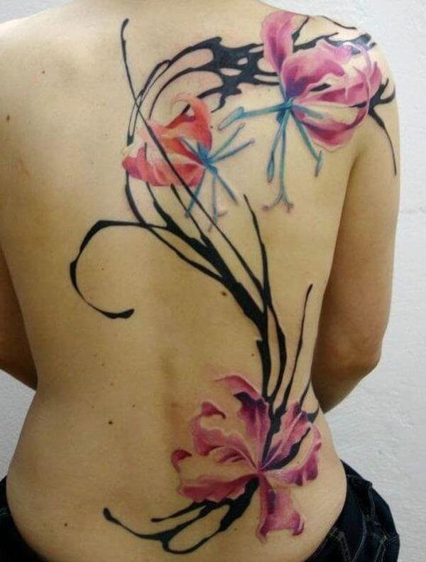 Watercolor Magnolia Tattoos On Back Shoulder