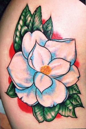 White Ink Magnolia Flower Tattoo