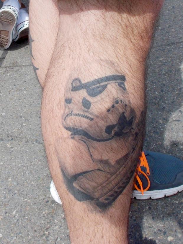 White Stormtrooper Tattoo On Leg