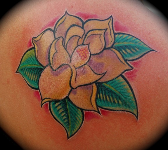 Yellow Rose Magnolia Tattoo Design