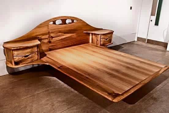 A bed created from natural wood