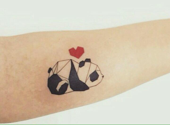 Abstract Panda Tattoo On Forearm