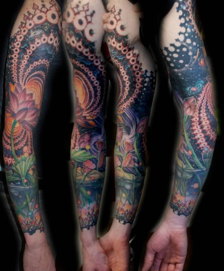 Grey Ink Alex Grey Tattoo On Man Right Half Sleeve by Mike Tidwell
