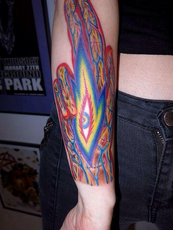 Alex Grey Tattoo On Girl Right Arm