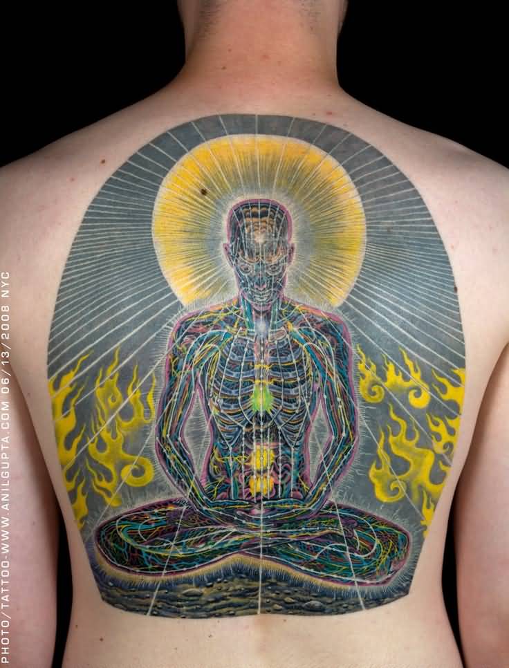 Alex Grey Tattoo On Man Back Body