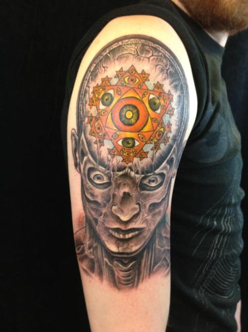 Amazing Alex Grey Tattoo On Half Sleeve