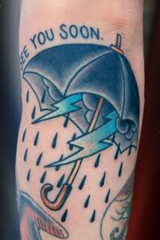 Amazing Umbrella Tattoo On Sleeve