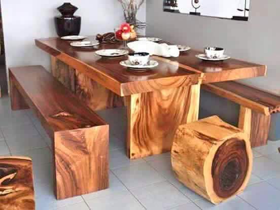 An awesome dining table created from natural wood.