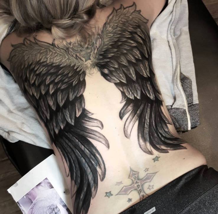 Angel Wings Tattoos On Full Back