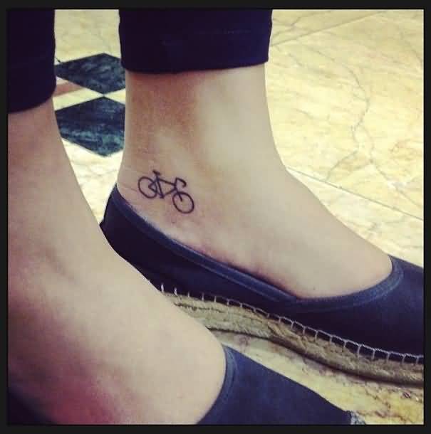 Awesome Small Bicycle Tattoo On Heel