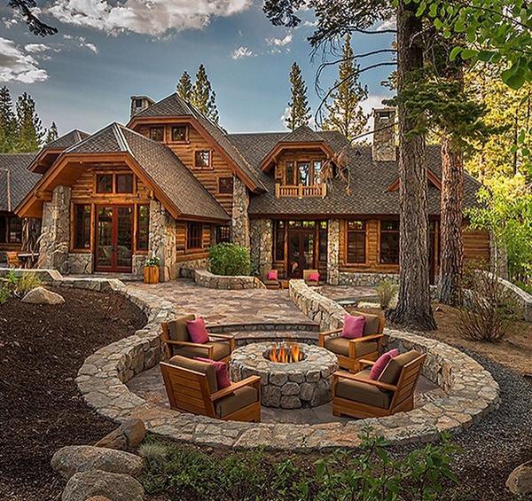 Beautiful Home Created With Stones and Wooden Logs