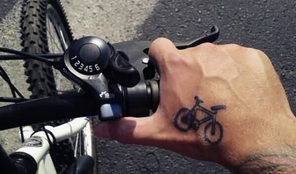 Bicycle Tattoo On Right Hand
