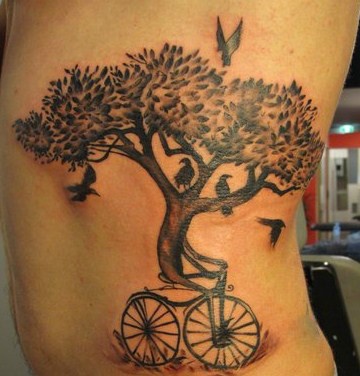 Bicycle Tattoo On Side Rib