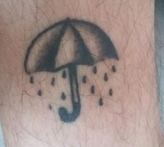 Black And Grey Umbrella Tattoo Image