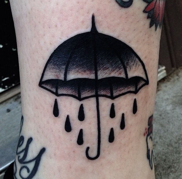 Black And Grey Umbrella Tattoo