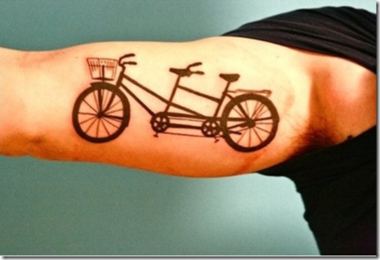 Black Bicycle Tattoo On Inner Bicep