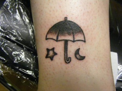 Black and Grey Simple Umbrella Tattoo