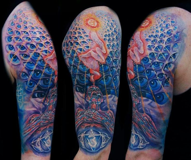 Blue Alex Grey Tattoo On Half Sleeve