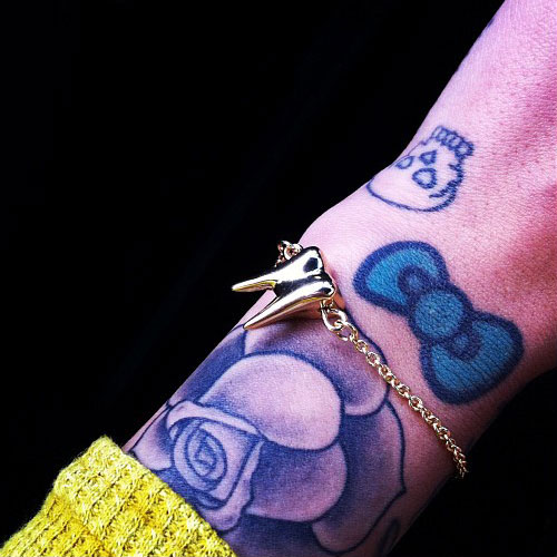 Blue Bow Hello Kitty Bow Tattoo On Wrist