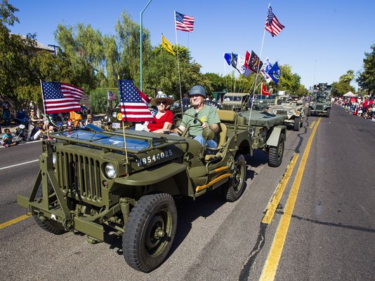 Car Rally During Veterans Day Parade