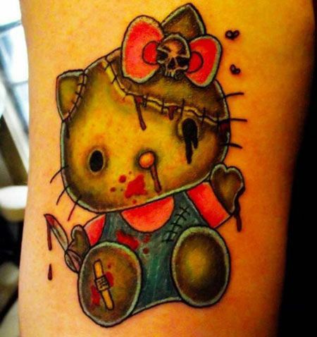 Color Ink Zombie Hello Kitty Tattoo