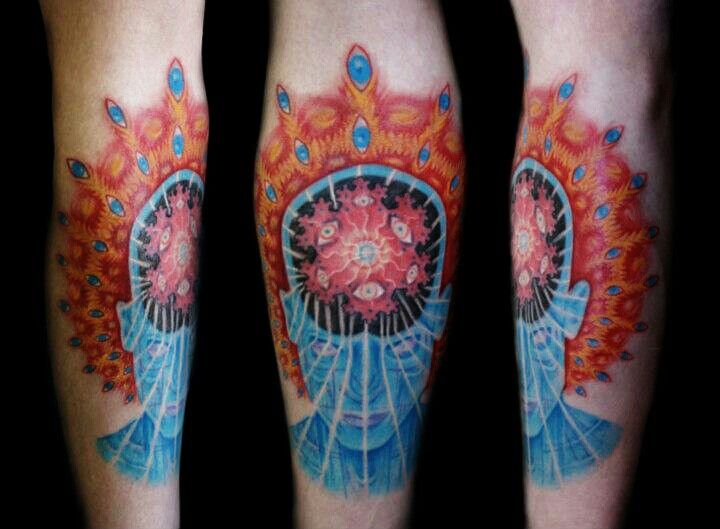 Colored Alex Grey Tattoo On Arm Sleeve