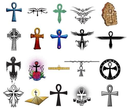 Colored Ankh Tattoos Designs