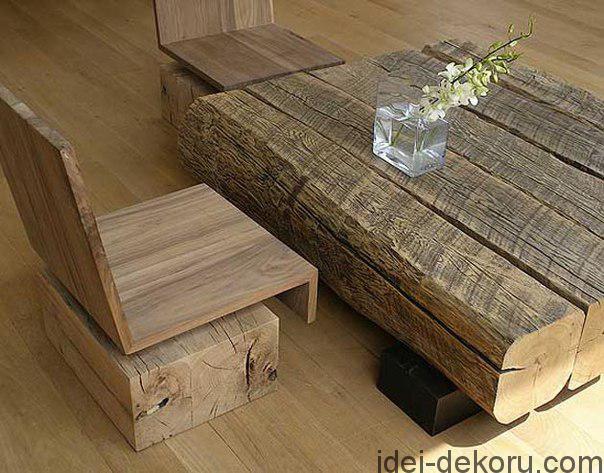 Custom wooden furniture created with raw wood