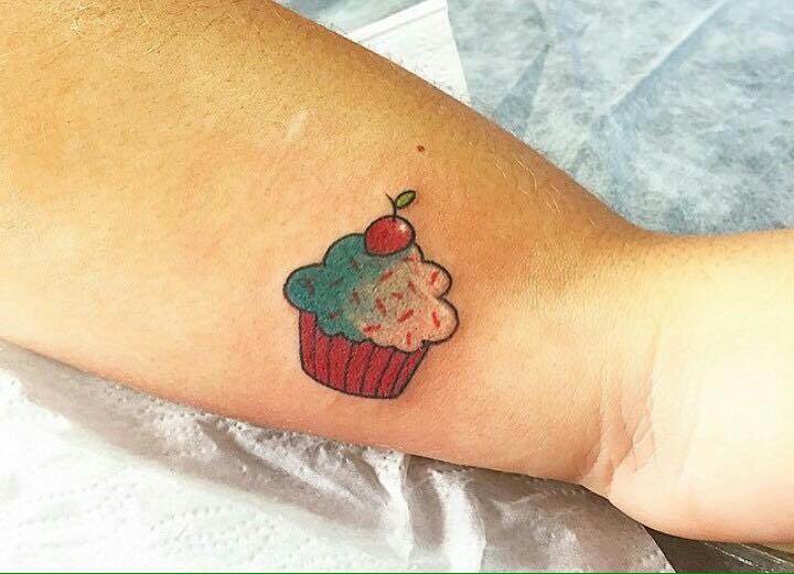 Cute Cupcake Tattoo On Arm