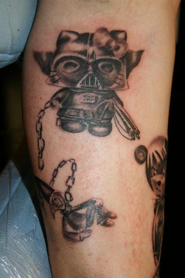 Darth Vader Hello Kitty Tattoo On Left Sleeve