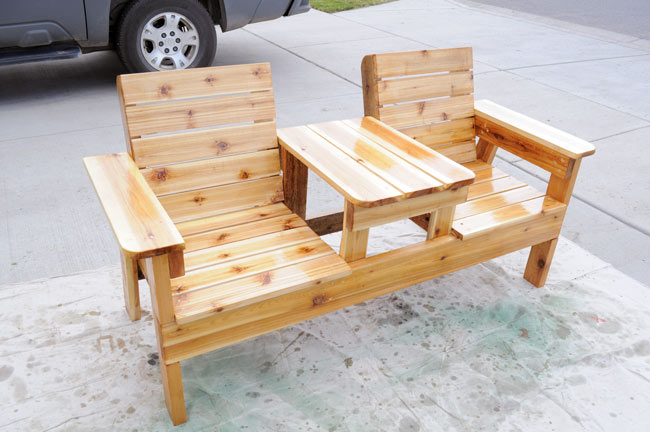 Double Bench Chair Table