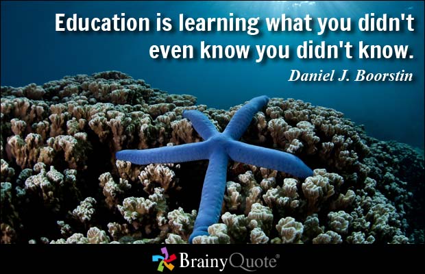 Education is learning what you didn't even know you didn't know. - Daniel J. Boorstin 0
