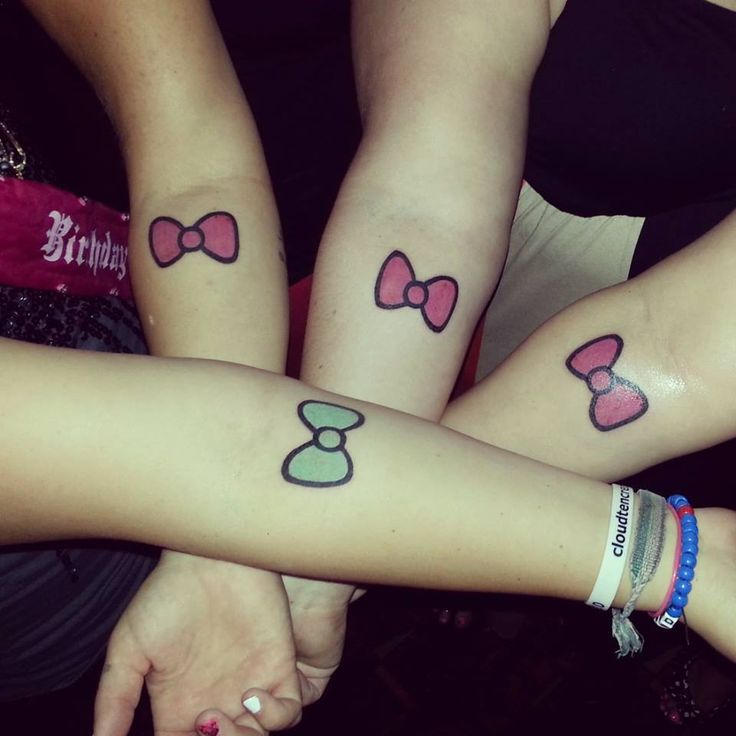 Friendship Hello Kitty Bow Tattoos On Wrist