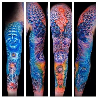 Full Sleeve Colored Alex Grey Tattoo